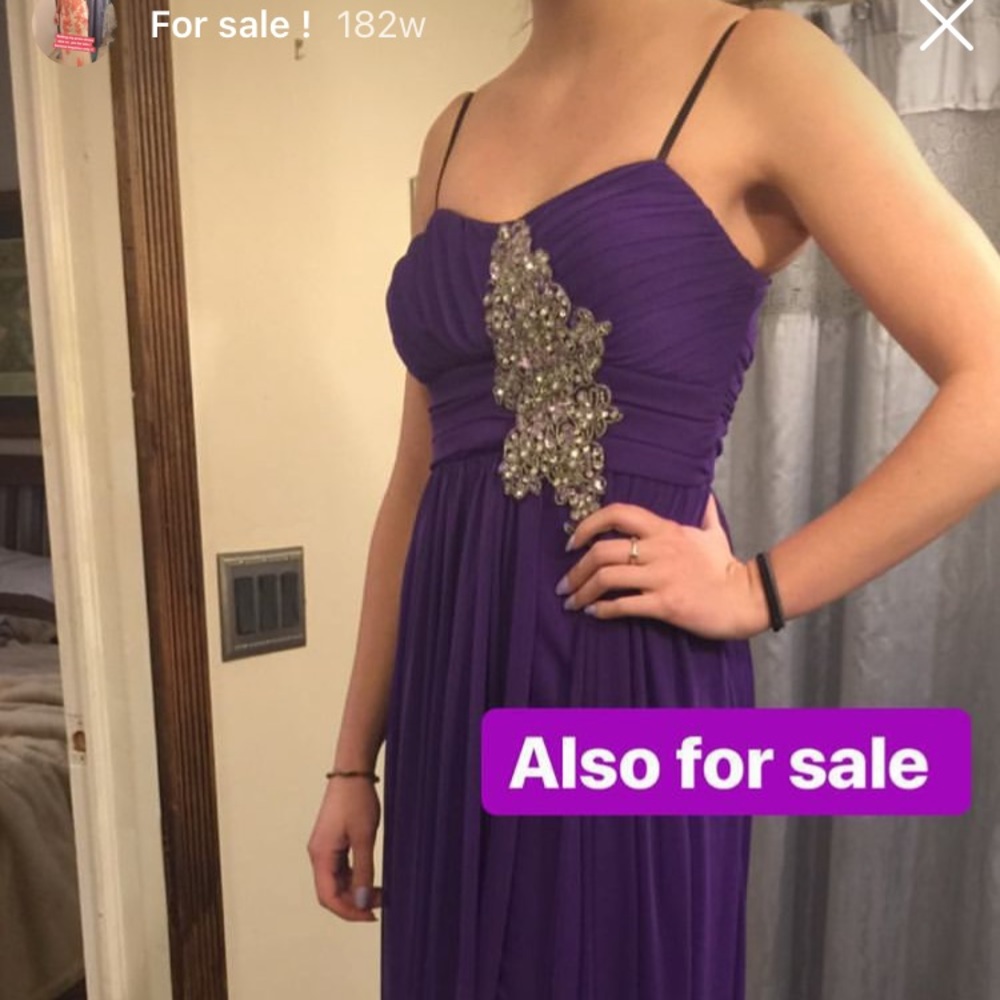 Purple long in back short in front prom dress